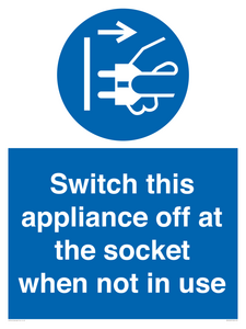 Switch this appliance off at the socket when not in use
